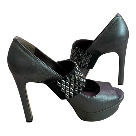 Vince Camuto Biscane Graphite Gray Embellished Platform Peep Toe Heels Size 8M - Picture 6 of 7